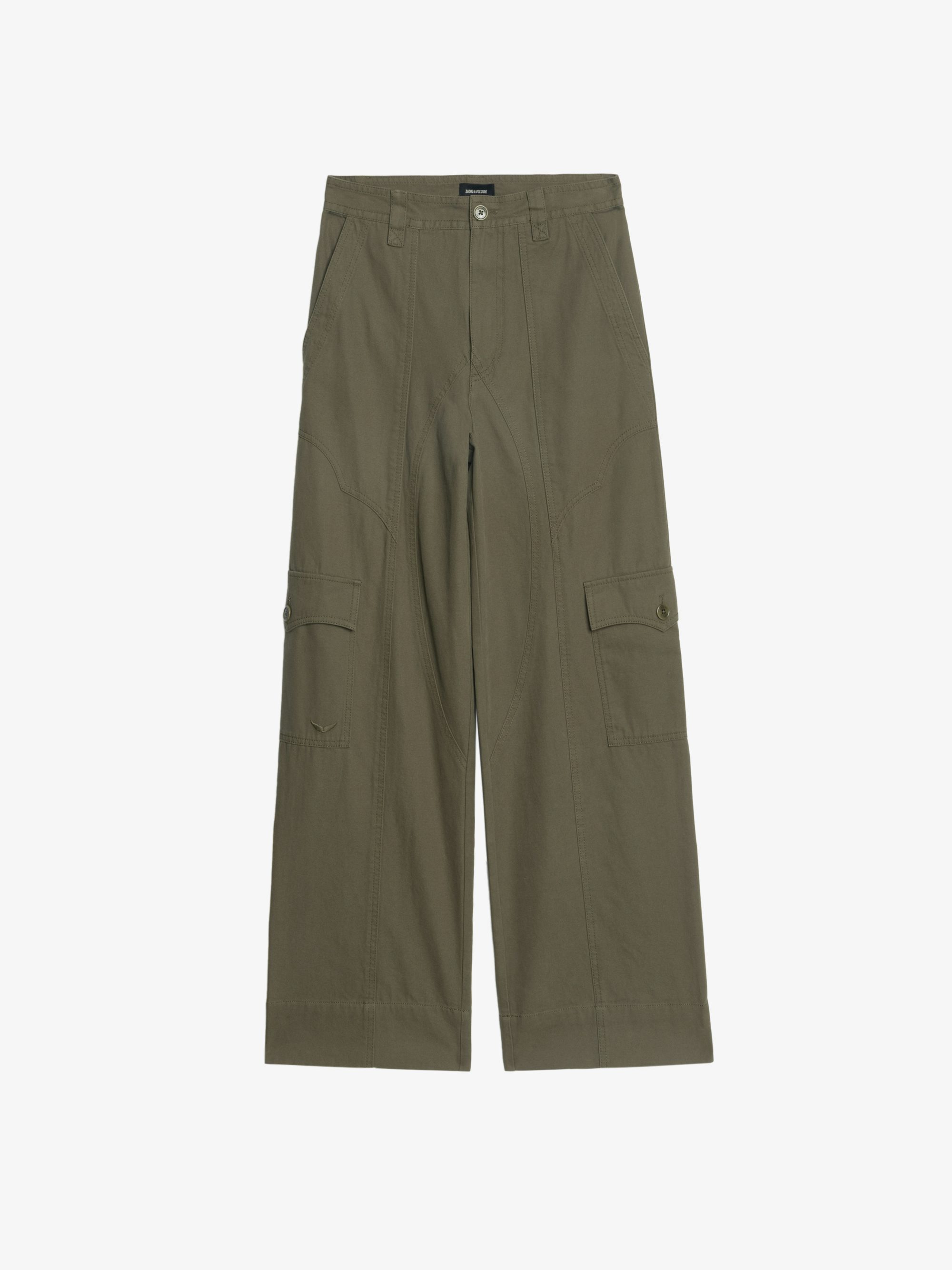 Pinto Trousers - Wide trousers in cotton canvas, cargo spirit with panel details, multi pockets.